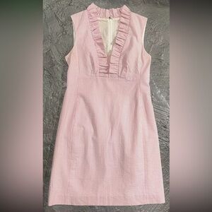 Lilly Pulitzer Pink White Striped Sleeveless V-Neck Dress